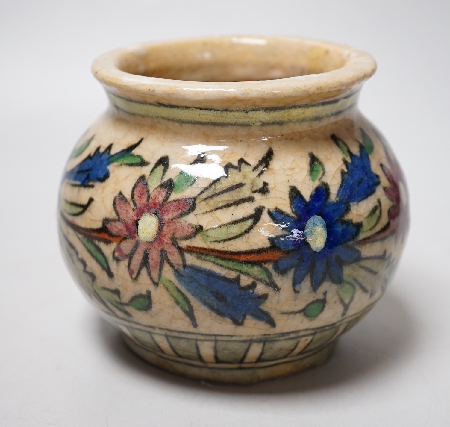 A Persian Fritware pottery jar, Qajar dynasty,12cm high